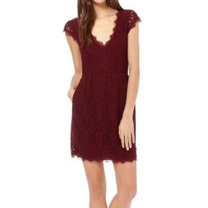 Aritzia Babaton red lace cocktail dress